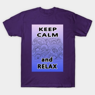 keep calm zen blue wave T-Shirt